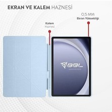 Apple iPad ile Uyumlu Kalem Bölmeli Trifolding Cover Tablet Kılıf Katlanabilir Standlı Otomatik Uyku Modlu Darbe Emici Ince Tasarım (Mavi, iPad 12.9 Air 13 2024/2025)