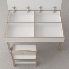 Mdf Çocuk Aktivite Masası, Açılabilir Kapaklı, Ergonomik Tasarım, 1 ve 1 Masa, Beyaz