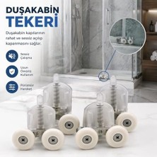 Prime Duşakabin Kapı Tekerleği Seti, 4'lü Alt/üst Duş Kapısı Rulmanı, Cam Duşakabin Sürgü Tekerlek Takımı, Sessiz Kayar, Paslanmaz Vidalı, Kolay Montaj, Dayanıklı