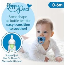 Dr. Brown's Happypaci Silikon Emzik 0-6m, Mavi, Tekli Paket