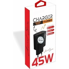 Prime 45 Watt USB + Type-C Pd Hızlı Şarj Başlık Adaptör Turbo Qualcomm 3.0 (Yerli Üretim) (45W Çift Giriş)