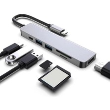Store Macbook Pro Huawei Dell ile Uyumlu Type C To 4K HDMI + USB 3.0 + Sd/tf + Pd + Type-C, Taşınabilir 7in1 Adaptör