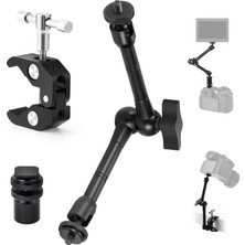 Store Profesyonel Magic Arm Dslr Kamera Tutucu Süper Kelepçeli Mengene Stand, 1/4 3/8 Dişli Flaş Pabuçlu Esnek Mafsallı Kol Tripod Masa Gidon Monitör Mikrofon Aksiyon Kamera Sabitleme, MG01, Siyah
