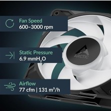 Prime Arctic P12 Pro Argb 120MM 3000RPM 77CFM Yüksek Performans Kasa Fanı (ACFAN00309A)