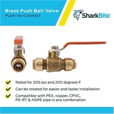 Prime 1/2 Inç Küresel Vana, Pirinç Tesisat Armatürü Bağlamak Için Itin, Su Kapatma, Pex Boru, Bakır, Cpvc, Pe-Rt, Hdpe, 22222-0000LFA