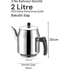 Prime 430 Paslanmaz Çelik Kahveci Demlik 2000ML 3 No