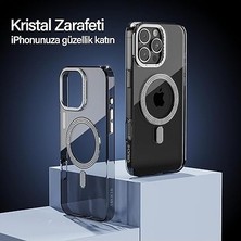 iPhone 16 Pro Max ile Uyumlu Şeffaf Taşlı Mag-Safe Kılıf – Sert Mika Sararmaz Kılıf, N52 Güçlü Mıknatıs, Bağımsız Tuşlar, Lüks Kristal Tasarım (Siyah Şeffaf, iPhone 16 Pro Max)