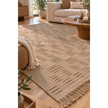 Melaris Halı Gerçek Doğal Jüt Halı %100 Kendinden Saçaklı Dokuma Kilim Sisal Hasır Halı Mutfak Balkon Halısı