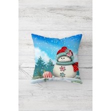 Prime Pelangi Kardan Adam Kış Tema Çift Tarafı Baskı Gizli Fermuar Yastık Kılıfı Kırlent Koltuk Yastık Kılıfı, Mavi-Beyaz 45 x 45, 24691173145451