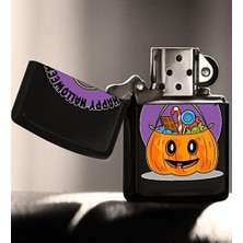 Prime Bk Halloween Trick Or Treat Tasarımlı Renkli Baskılı Siyah Benzinli Metal Çakmak