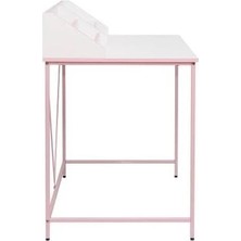 Prime Retro Metal Ayaklı Bölmeli Çalışma Masası-Pembe/beyaz 90X75X50 cm