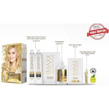 Prime Maxx Deluxe Serisi 24K Altın Parçacıklı Serum ile 1 Kutu 2 x 50 ml ve Geliştiriciler Saç Boyası (Buğday Sarısı 9.0)