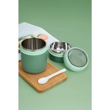 Prime 304 Çelik Çift Katlı 680 ml Yeşil Yemek Mama Saklama Kabı (Sıcak Tutmaz) MT249YS