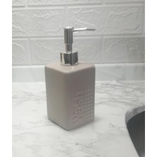 Prime Seramik Sıvı Sabunluk Bej Modern 7X7X17CM 300ML Seti