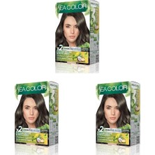 Prime Sea Color Amonyaksız, Vegan, Doğal, Besleyici Kalıcı Saç BOYASI%100 Beyaz Kapama (1 Paket 2 x 50 ml Boya & Oksidan) (Küllü Kumral 7.1) (3 Paketi)