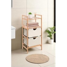 Prime Bambu 2 Raflı 2 Çekmeceli Banyo Düzenleyici Çekmeceli Dolap Komodin DB-0045
