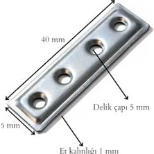 Prime Düz Demir Gönye Köşebent, Metal Lama Montaj Demiri, Mobilya Dolap Raf Masa Köşe Bağlantı Aparatı, 16X60MM, 25 Adet