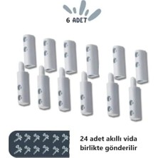 Prime Sineklik Menteşesi, Beyaz 6 Adet (12 Adet Akıllı Montaj Vidası ile Birlikte)