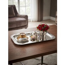 1 Adet Çelik Büyük Dikdörtgen Model Servis ve Sunum Tepsisi 18*33 cm