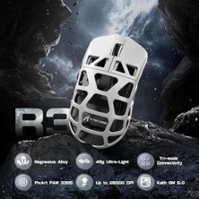 Prime Attack Shark R3 Magnezyum Alaşımlı Kablosuz Gaming Mouse – 46G Ultra Hafif, Pixart PAW3395 Sensör, 8k Tepki Hızı, Bt/2.4g/kablolu Üçlü Mod, 26000 Dpı Ayarlanabilir, Windows/xbox/ps Uyumlu -