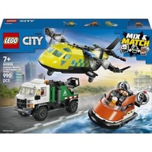 Prime City Uçak, Servis Kamyonu ve Hoverkraft Karışımı 60505 – 7 Yaş Üzeri Çocuklar Için Servis Şoförü, Sahil Güvenlik, Sağlık Görevlileri Minifigürü Içeren Oyuncak Yapım Seti, Hediye (990 Parça)