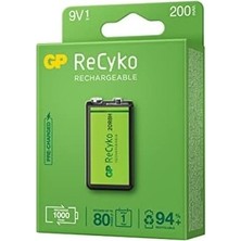 Prime Gp Batteries Recyko+ 200 9V Boy Ni-Mh Şarjlı Pil, 8.4 Volt, Tekli Kart