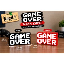 Game Over Kabartmalı Dekoratif Obje - Kırmızı - Siyah 2'li | Masaüstü ve Duvar Süsü | Hediye