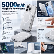 5000MAH Magsafe Manyetik Kablosuz Powerbank 15W Hızlı Şarj Ultra Ince Usb-C – iPhone & Samsung Uyumlu