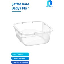Dolphfin Şeffaf Kare Badya No 1 3,5 L Plastik