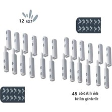 Prime Sineklik Menteşesi, Beyaz 12 Adet (24 Adet Akıllı Montaj Vidası ile Birlikte)