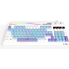Prime K1 Fonksiyonel Çift LCD Ekran & Çift Rgb - Ses Kontrolcülü Membran 94 Tuşlu Rgb Modlu Gaming Klavye