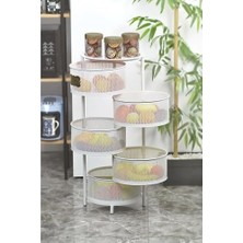 Prime 5 Katlı Açılır Kapanır Paslanmaz Metal Sebzelik Yükseklik 94 cm (Beyaz)
