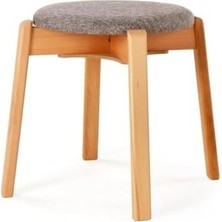 Prime Arc Kayın Puf Tabure Yuvarlak Modern Bench Oturak Tekli (Gri)