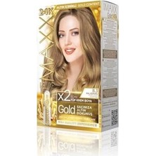 Prime Maxx Deluxe Serisi 24K Altın Parçacıklı Serum ile 1 Kutu 2 x 50 ml ve Geliştiriciler Saç Boyası (Bal Köpüğü 8.3)