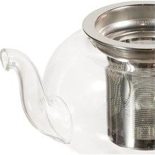 Cam Bitki Çayı Demliği 600 ml - Çelik Süzgeçli Demlik