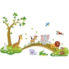 Duvar Çıkartmaları, Çocuk Odası Için Hayvan Figürlü Çıkartmalar, 60X90CM Çıkarılabilir Aslan, Zürafa, Fil Desenli, Orman Temalı Dekoratif Duvar Stickerları