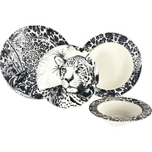 Prime Zm Siyah Leopar 24 Parça Tabak Seti