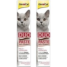 Prime Gimcat Duo Paste Anti Hairball Tavuklu Malt Kedi Macunu 50 gr x 2 Adet Yutulan Tüylerin Doğal Çıkışını Kolaylaştırır