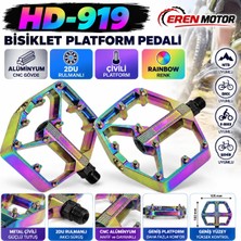 Double Tree Alüminyum, Çivili, 2du Rulmanlı, Çok Renkli Rainbow Bisiklet Platform Pedal HD-919