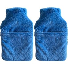 Prime Sıcak Su Torbası 2 Adet,cepli Mavi Peluş Termofor 32,5X17,5CM 1500 ml