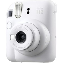 Prime Mini 12 Beyaz Fotoğraf Makinesi 10'lu Film Simli Pleksi Kılıf Mandal ve Kıskaçlı Resim Standı Bundle Box