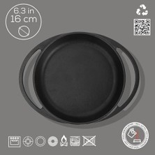 Prime Pişirme Kabı Lv Eco Y Ft 16 Yuvarlak Tabak, Çap 16 Cm, Dökme Demir, Siyah