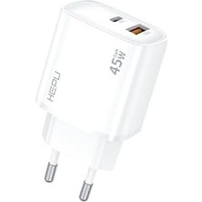Prime HP-C31 45 Watt Gan Şarj Adaptörü 2-Port Charger Hızlı Şarj Adaptörü Type C Kablo Dual-Port Charger Qc 3.0