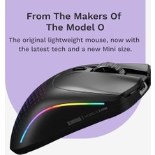Prime Model O 2 Mini Kablosuz Siyah Oyuncu Faresi: 57 Gram, 210 Saate Kadar Pil Ömrü, Çifte Kablosuz 2.4 Ghz ve Bluetooth 5.2, 26K Optik Sensör, 80 Milyon Tıklama, 6 Programlanabilir Düğme,