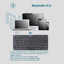 Store BT-K95 2,4ghz Wireless+Bluetooth Kablosuz Sessiz Klavye Siyah Çift Modlu Telefon Tablet Mac Uyumlu