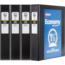 Prime Economy View Binder, 3,8 cm Yuvarlak Halka, Siyah, (5725) 1.5 Inch
