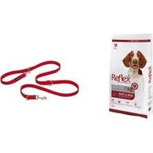 Karok Ticaret Of Animals Halti Köpek Eğitim Kayışı, Küçük Boy Kırmızı, 2 M + Reflex Plus Adult Dog Energy 28/18 Beef, 15 kg