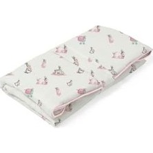 Prime Deux Lapıns% 100 Pamuk Çantalı Pratik Katlanabilir Alt Değiştirme Matı - Bébé Lapin Rose PAD1019