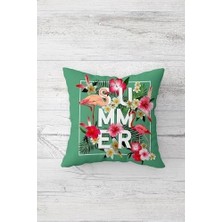 Karok Ticaret Pelangi Yaz Ayı Temalı Çift Tarafı Baskılı Gizli Fermuarlı Yastık Kılıfı Kırlent Koltuk Yastık Kılıfı, Mint-Fuşya 45 x 45, 24691312645451