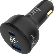 Prime 65W LED Ekranlı Type-C + Usb-A Araç Şarj Aleti & & Notebook Araç Içi Şarj Cihazı